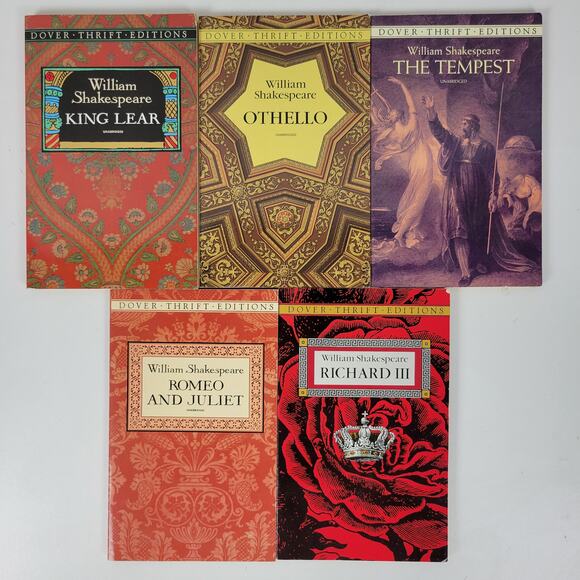 Vintage 1990's Lot of 5 William Shakespear Dover Thrift Editions Book Paperback - Picture 1 of 10